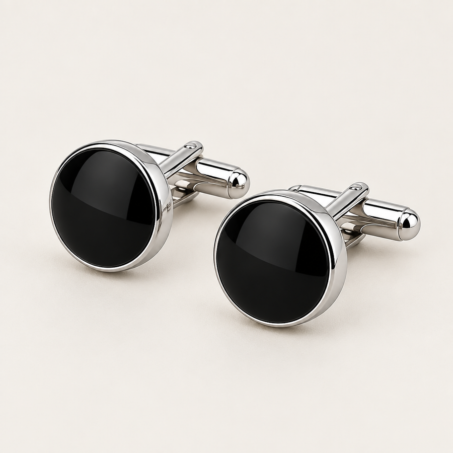 Tovqera™ Round Black Onyx Cufflinks image 01